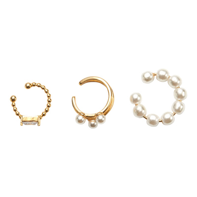 [차은우, 혜리 착용] pearl 3set ear-cuff : Gold