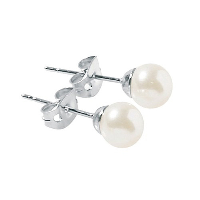 MISAKI EARRINGS CLASSIC RHODIUM 6mm