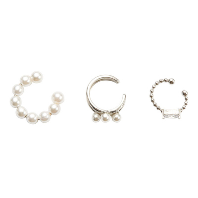 [차은우, 혜리 착용] pearl 3set ear-cuff : White
