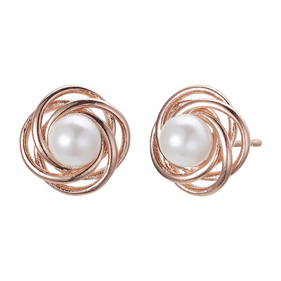 Pearl line flower earrings