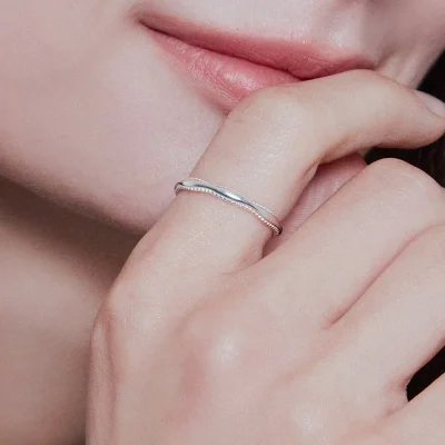 silver slim wave-ring
