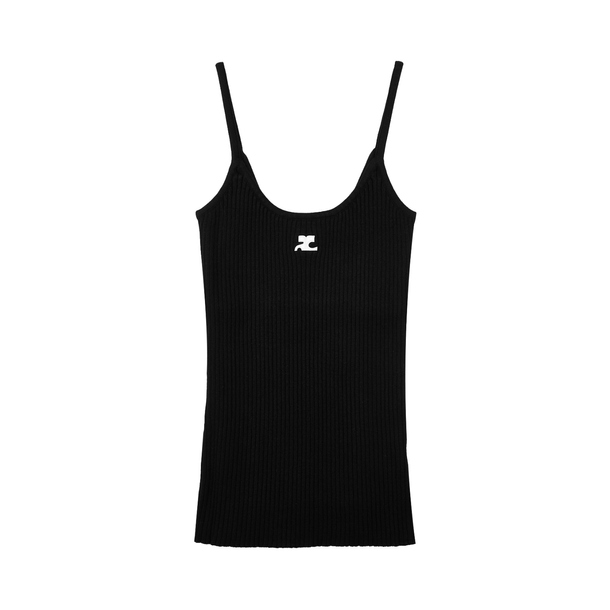 関税送料込【Courreges】リブニットTシャツ COURREGES クレージュ Reedition ニットトップ ショートスリーブ