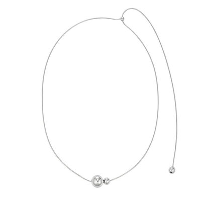 both ball silicon long necklace: White