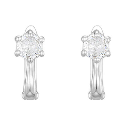 6prong one-touch earring : White