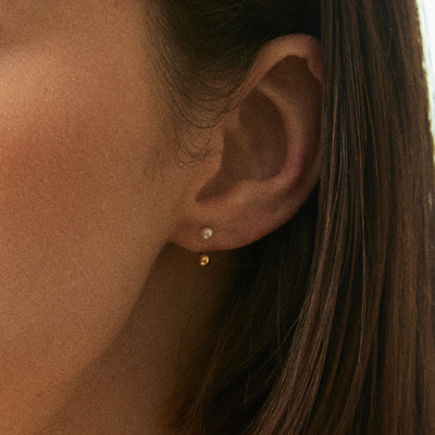 14k U curve pearl ball earring 3mm (1EA) [gold]