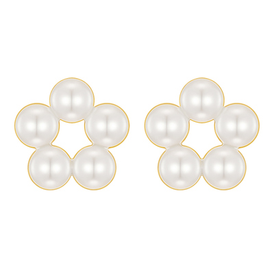 cute flower pearl earring : Gold