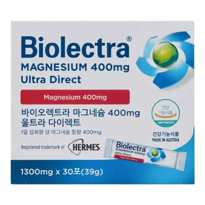 Hermes Biolectra Magnesuim 400mg 30p (헤어메스 바이오렉트라 마그네슘 400mg 울트라 다이렉트 30포)