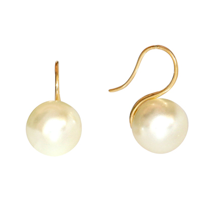14k 골드필드 스와로브스키 진주 고리 귀걸이 10mm Yellow Gold 컬러
