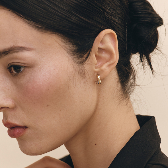 正規品【HYERES LOR】Souvenir Twist Onetouch Earring (S) Lotte Duty Free