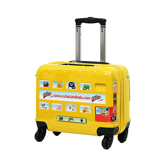 CUTIES AND PALS KIDS LONDON STICKER BUS WHEELED SUITCASE YELLOW