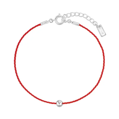 silver ball color string bracelet :Red