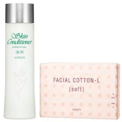 ALBION SKIN CONDITIONER ESSENTIAL N (330ml) & ALBION FACIAL COTTON-L [SOFT]