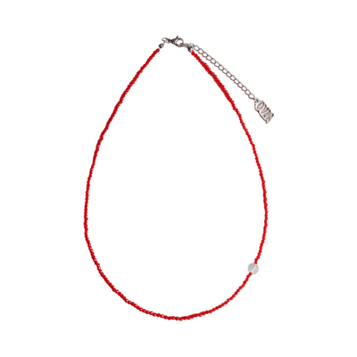 summer beads necklace_crystal_RED