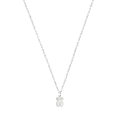 Short silver Necklace with mother-of-pearl bear motif TOUS Icon Color