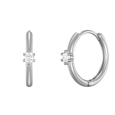 prong one-touch earring : White