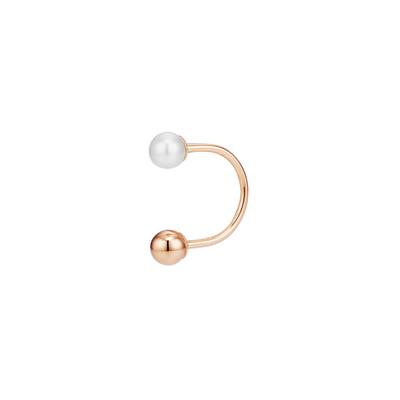 14k U curve pearl ball earring 3mm (1EA) [pink gold]
