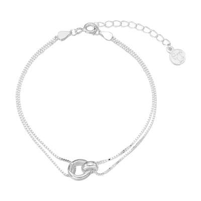 Silver 925 Single Ring Silver Two-Line Bracelet