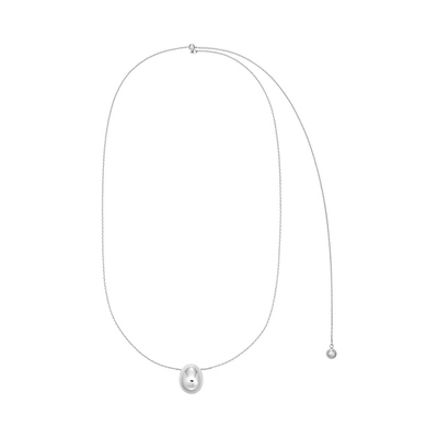 bold egg pendant long necklace : White