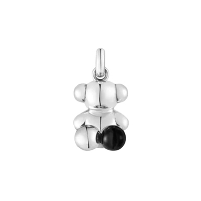 Silver Bold Bear pendant with onyx