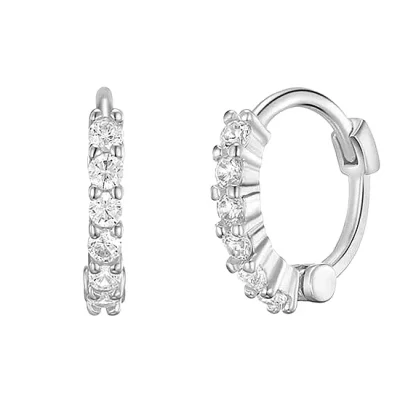 [sv925] half pave hoop earrings