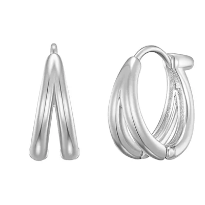 edge double v one-touch earring :White