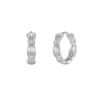 [면세단독]lace cubic hoop earrings