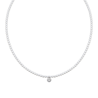 Pearl crystal necklace (SILVER)