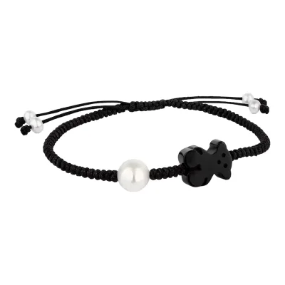 Onyx and pearl Tibet Bracelet with Bear motif