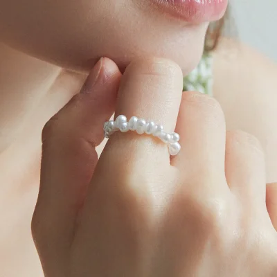 oval pearl beads-ring