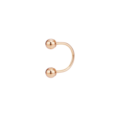 14k U curve two ball earring 3mm (1EA) [pink gold]